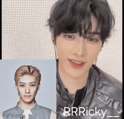 A Close Up Of A Man 'S Face Next To Another Man 'S Face With The Name Ricky On It . GIF