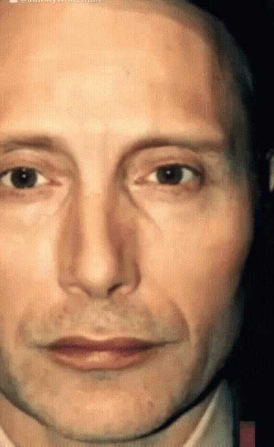A Close Up Of A Man 'S Face With A Beard And A Smile On His Face . GIF