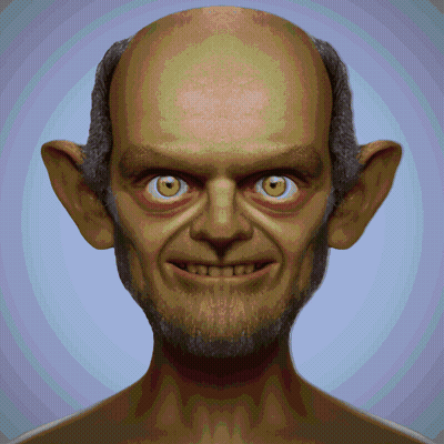 A Close Up Of A Man 'S Face With A Beard And Big Ears GIF