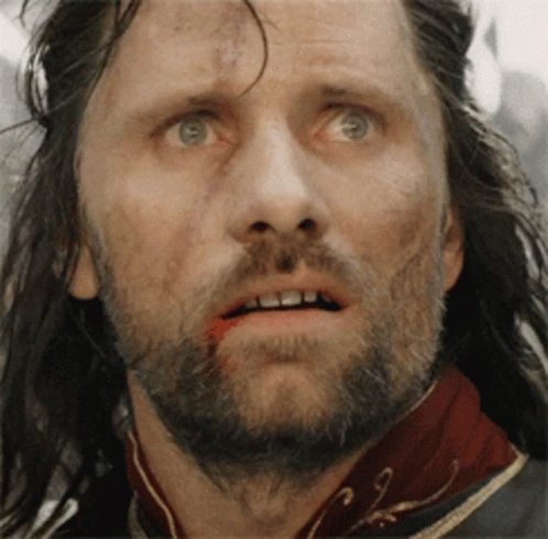 A Close Up Of A Man 'S Face With A Beard And Long Hair GIF