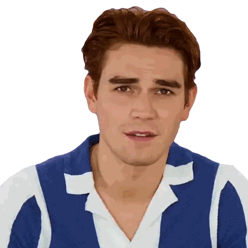 A Close Up Of A Man 'S Face With A Blue And White Shirt On Sticker