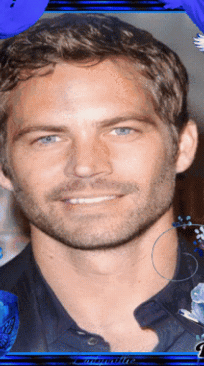 A Close Up Of A Man 'S Face With A Blue Border Around It GIF