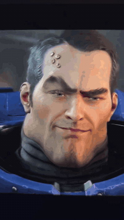 A Close Up Of A Man 'S Face With A Blue Helmet On GIF