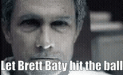 A Close Up Of A Man 'S Face With A Caption That Says `` Let Brett Baty Hit The Ball '' . GIF
