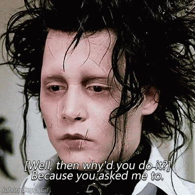 A Close Up Of A Man 'S Face With A Caption That Says Well Then Why 'D You Do It ? GIF