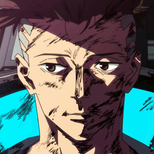 A Close Up Of A Man 'S Face With A Few Spots Of Paint On It GIF