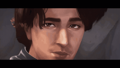 A Close Up Of A Man 'S Face With A Gray Background GIF