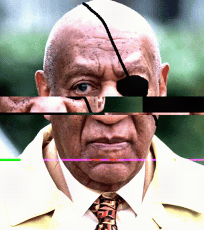 A Close Up Of A Man 'S Face With A Purple And Green Stripe GIF