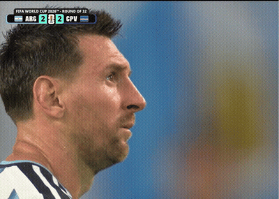A Close Up Of A Man 'S Face With A Scoreboard Behind Him That Says Fifa World Cup GIF