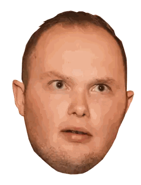 A Close Up Of A Man 'S Face With A Surprised Expression Sticker