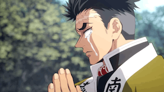 A Close Up Of A Man 'S Face With A Tear Running Down His Face . GIF