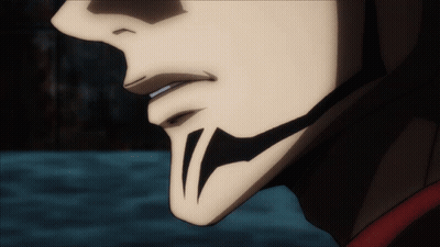 A Close Up Of A Man 'S Face With Black Lines On His Neck GIF