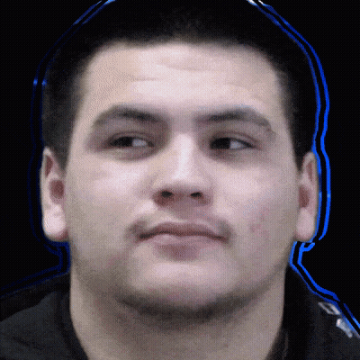 A Close Up Of A Man 'S Face With Blue Lines Around His Head GIF