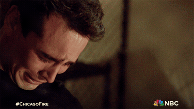 A Close Up Of A Man 'S Face With #Chicagofire On The Bottom GIF