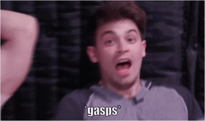 A Close Up Of A Man 'S Face With Gasps Written On The Bottom Right GIF