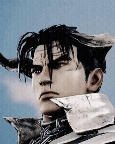 A Close Up Of A Man 'S Face With Horns On It GIF