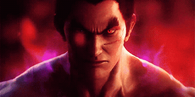 A Close Up Of A Man 'S Face With Red Eyes In A Video Game . GIF