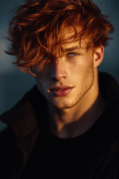 A Close Up Of A Man 'S Face With Red Hair And Freckles GIF