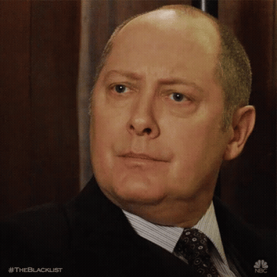 A Close Up Of A Man 'S Face With The Blacklist Written On The Bottom GIF