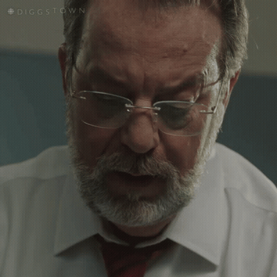A Close Up Of A Man 'S Face With The Hashtag #Diggstown Visible GIF