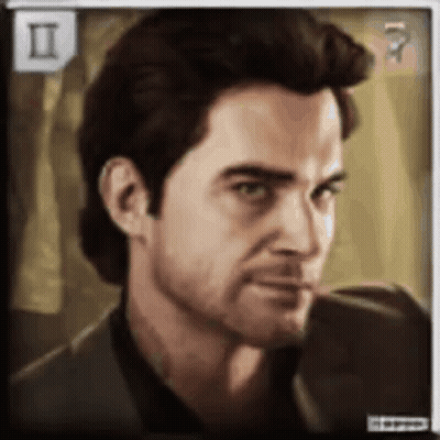 A Close Up Of A Man 'S Face With The Letter Ii In The Background GIF