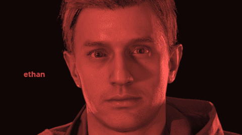 A Close Up Of A Man 'S Face With The Name Ethan On The Bottom Right GIF