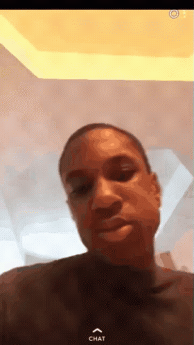A Close Up Of A Man 'S Face With The Word Chat On The Bottom Right Corner GIF