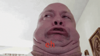 A Close Up Of A Man 'S Face With The Word Eh Written In Red GIF