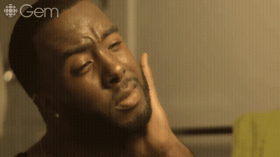 A Close Up Of A Man 'S Face With The Word Gem On The Bottom GIF