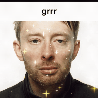 A Close Up Of A Man 'S Face With The Word Grrr On The Top GIF