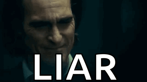 A Close Up Of A Man 'S Face With The Word Liar Written On It . GIF