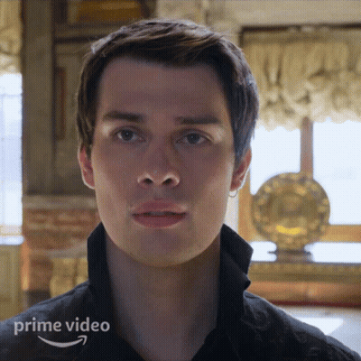 A Close Up Of A Man 'S Face With The Word Prime Video On The Bottom Right GIF