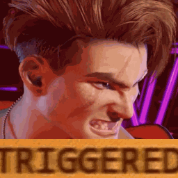 A Close Up Of A Man 'S Face With The Word Triggered Behind Him . GIF