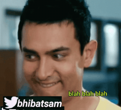 A Close Up Of A Man 'S Face With The Words Blah Blah Blah Below It GIF