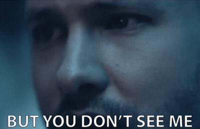 A Close Up Of A Man 'S Face With The Words " But You Don 'T See Me " Below Him GIF