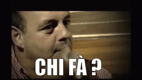 A Close Up Of A Man 'S Face With The Words Chi Fa Written On It GIF