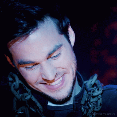 A Close Up Of A Man 'S Face With The Words Chriswoodgifs On The Bottom Right GIF