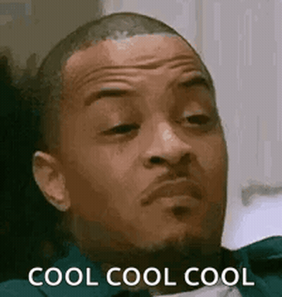 A Close Up Of A Man 'S Face With The Words `` Cool Cool Cool '' Written Next To Him . GIF
