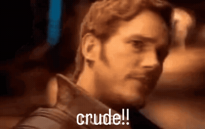 A Close Up Of A Man 'S Face With The Words Crudel Written On It . GIF