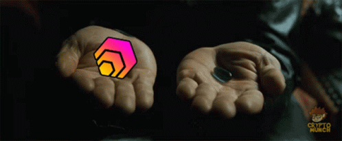 A Close Up Of A Man 'S Face With The Words Crypto Munch On The Bottom Left GIF