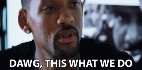 A Close Up Of A Man 'S Face With The Words Dawg This What We Do Below Him GIF