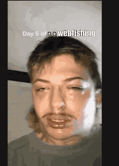 A Close Up Of A Man 'S Face With The Words " Day 5 Of No Webfishing " Above Him GIF