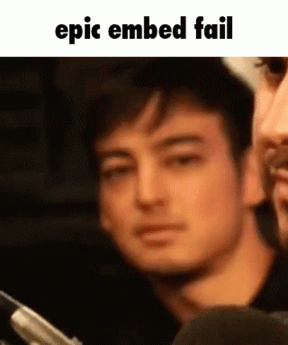 A Close Up Of A Man 'S Face With The Words Epic Embed Fail Written On The Bottom . GIF