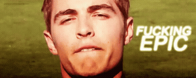 A Close Up Of A Man 'S Face With The Words Fucking Epic On The Bottom GIF