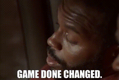 A Close Up Of A Man 'S Face With The Words Game Done Changed . GIF