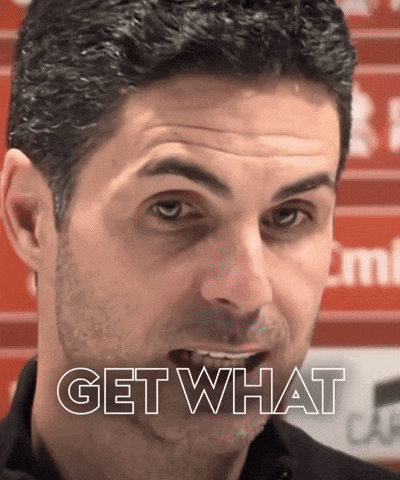 A Close Up Of A Man 'S Face With The Words Get What Written Above Him GIF