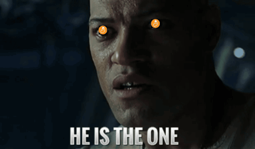 A Close Up Of A Man 'S Face With The Words He Is The One Below Him GIF