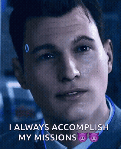 A Close Up Of A Man 'S Face With The Words " I Always Accomplish My Missions " GIF