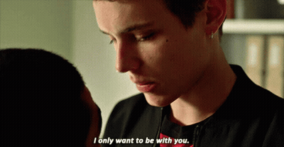 A Close Up Of A Man 'S Face With The Words I Only Want To Be With You GIF