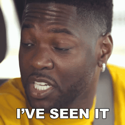 A Close Up Of A Man 'S Face With The Words I 'Ve Seen It Above It GIF